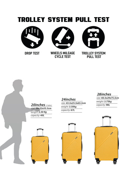 Parajohn Vectron 3-Piece ABS Luggage Set – 20/24/28 Inch 360° Spinner Wheels, Lightweight Durable Travel Suitcases  PARAJOHN UAE