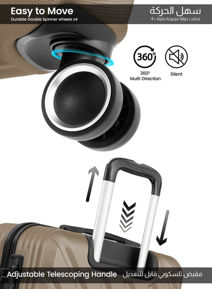 Parajohn Large 28 inches 1 Piece Durable Lightweight Carrying 30KG Material-ABS 8 Wheels Hard sided Travel Suitcase