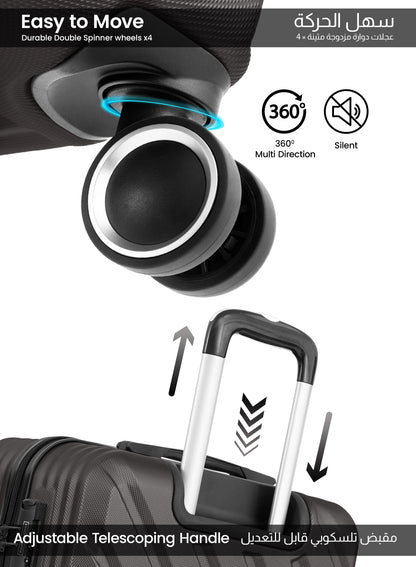 Parajohn Large 28 inches 1 Piece Durable Lightweight Carrying 30KG Material-ABS 8 Wheels Hard sided Travel Suitcase