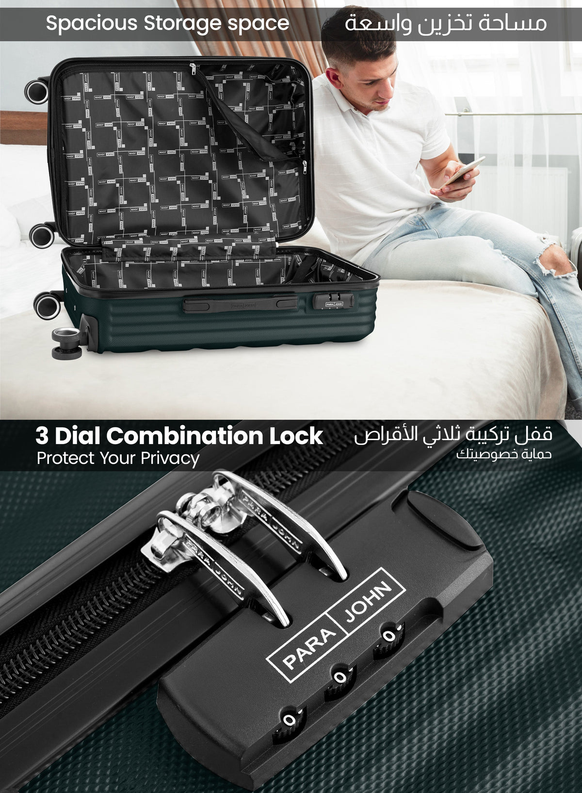 Parajohn Large 28 inches 1 Piece Durable Lightweight Carrying 30KG Material-ABS 8 Wheels Hard sided Travel Suitcase  PARAJOHN UAE