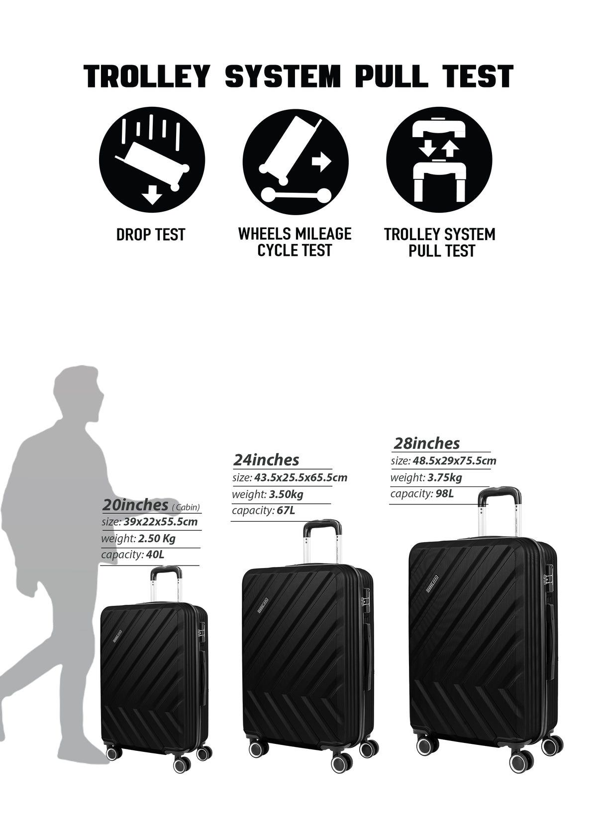Parajohn Prisma Series Premium Lightweight Luggage, Set of 2