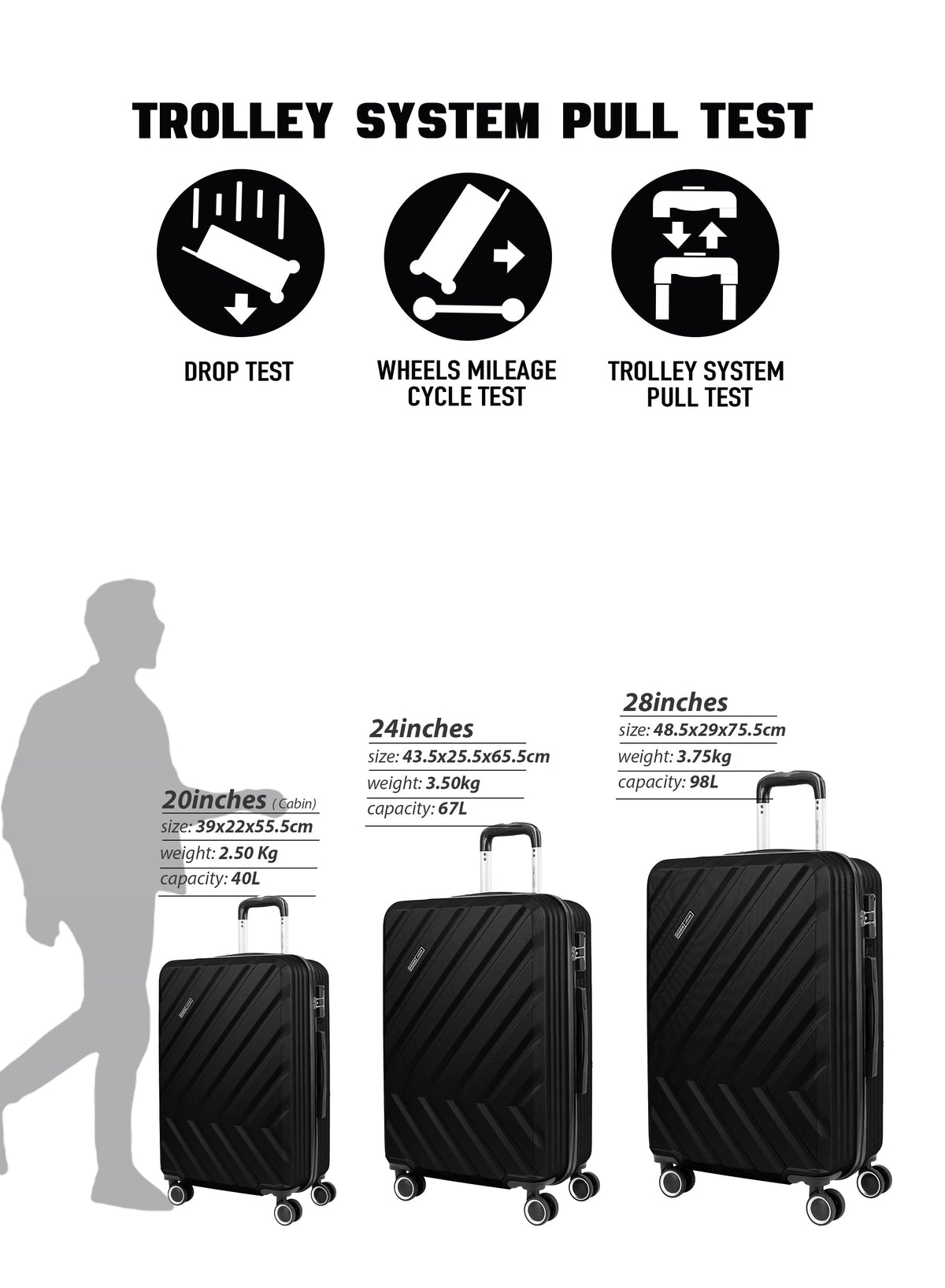 Parajohn Large 28 inches 1 Piece Durable Lightweight Carrying 30KG Material-ABS 8 Wheels Hard sided Travel Suitcase  PARAJOHN UAE