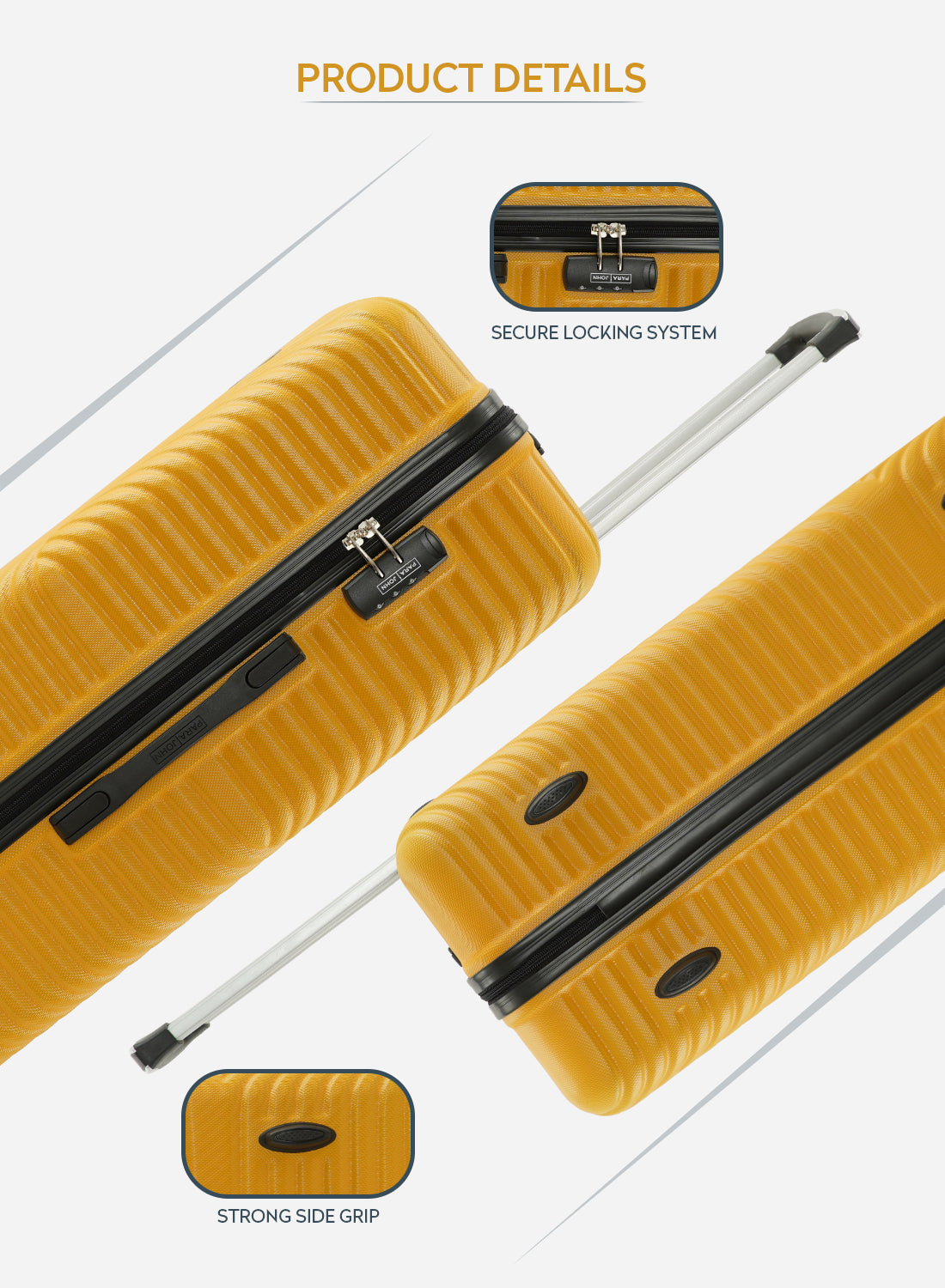 Parajohn Cabin 20 inches 1 Piece Durable Lightweight Carrying 10KG Material-ABS 8 Wheels Hard sided Travel Suitcase