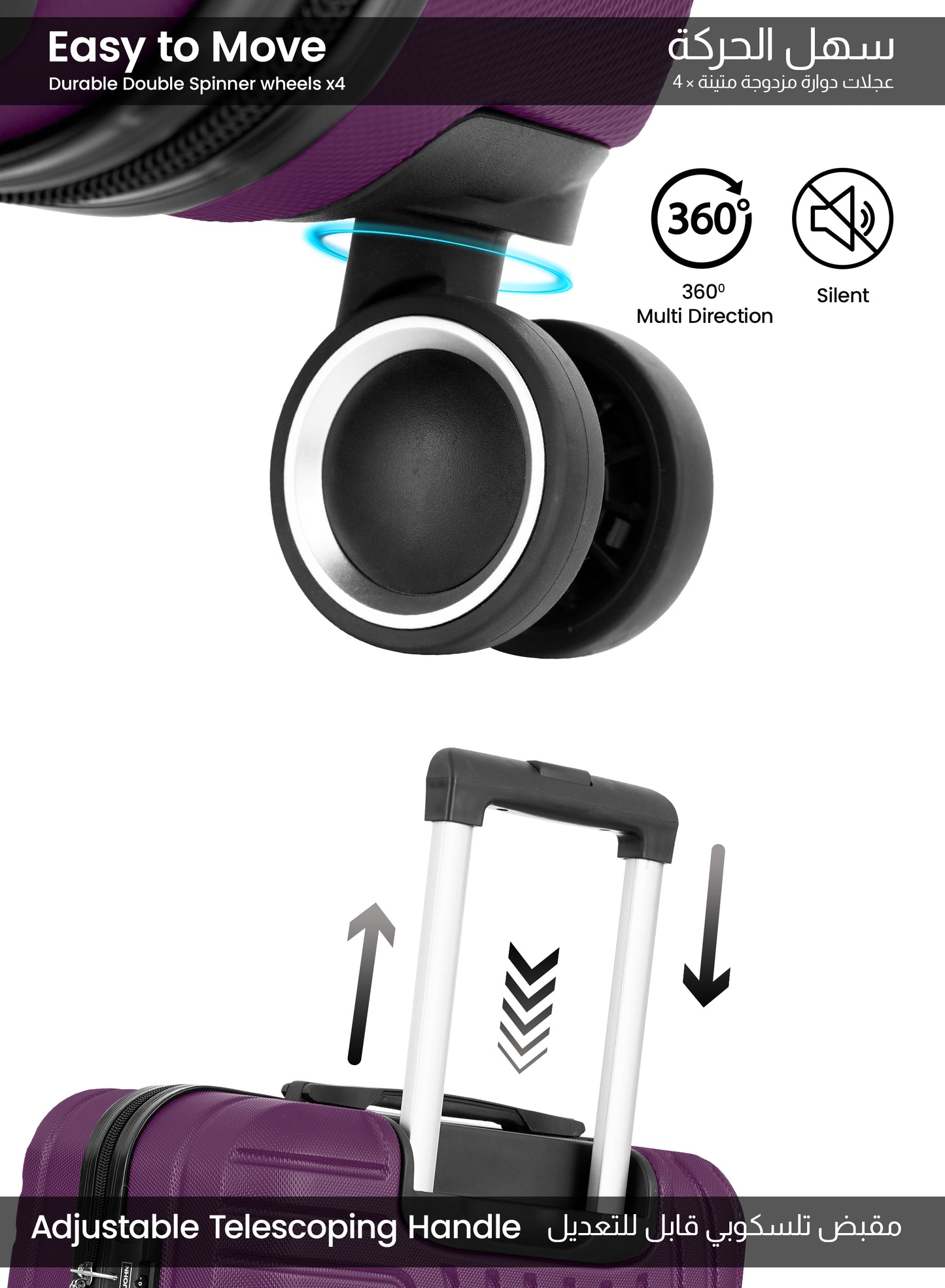 Parajohn Large 28 inches 1 Piece Durable Lightweight Carrying 30KG Material-ABS 8 Wheels Hard sided Travel Suitcase