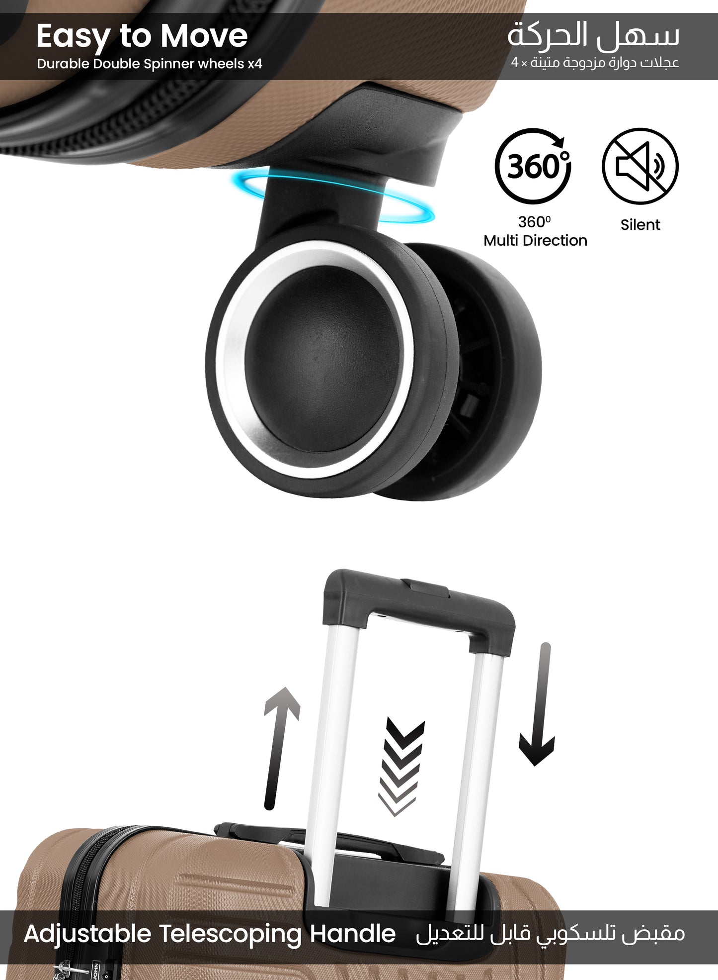 Parajohn Large 28 inches 1 Piece Durable Lightweight Carrying 30KG Material-ABS 8 Wheels Hard sided Travel Suitcase