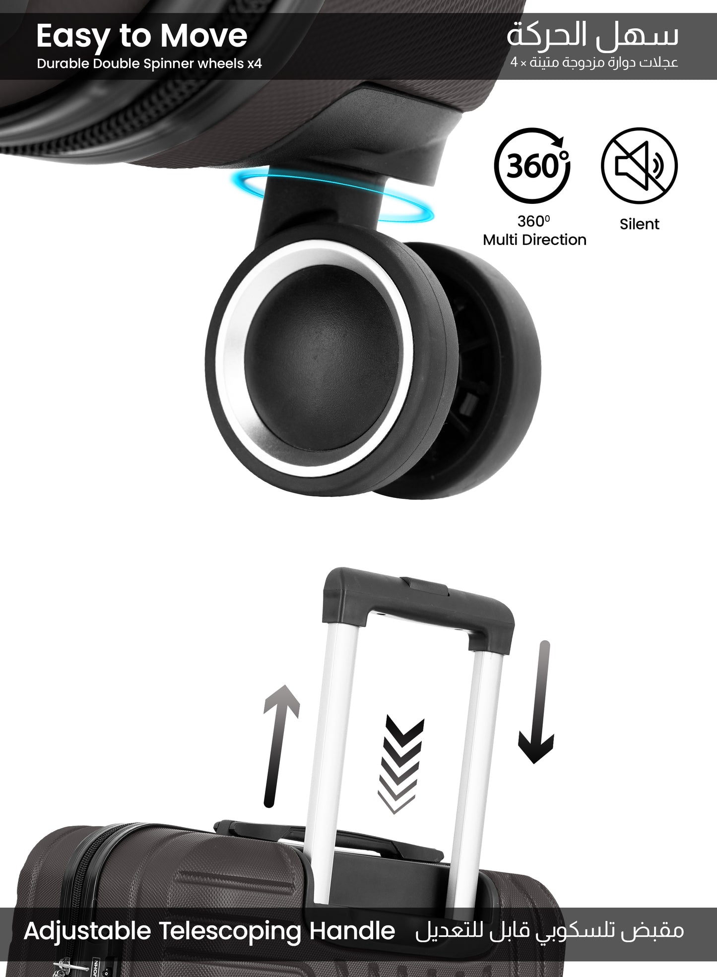 Parajohn Large 28 inches 1 Piece Durable Lightweight Carrying 30KG Material-ABS 8 Wheels Hard sided Travel Suitcase