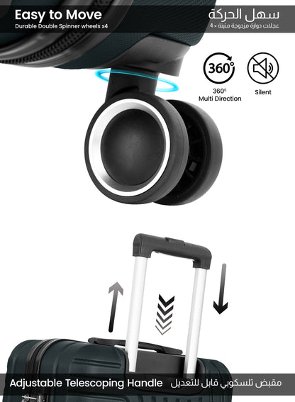 Parajohn Large 28 inches 1 Piece Durable Lightweight Carrying 30KG Material-ABS 8 Wheels Hard sided Travel Suitcase