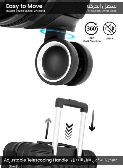 Parajohn Large 28 inches 1 Piece Durable Lightweight Carrying 30KG Material-ABS 8 Wheels Hard sided Travel Suitcase