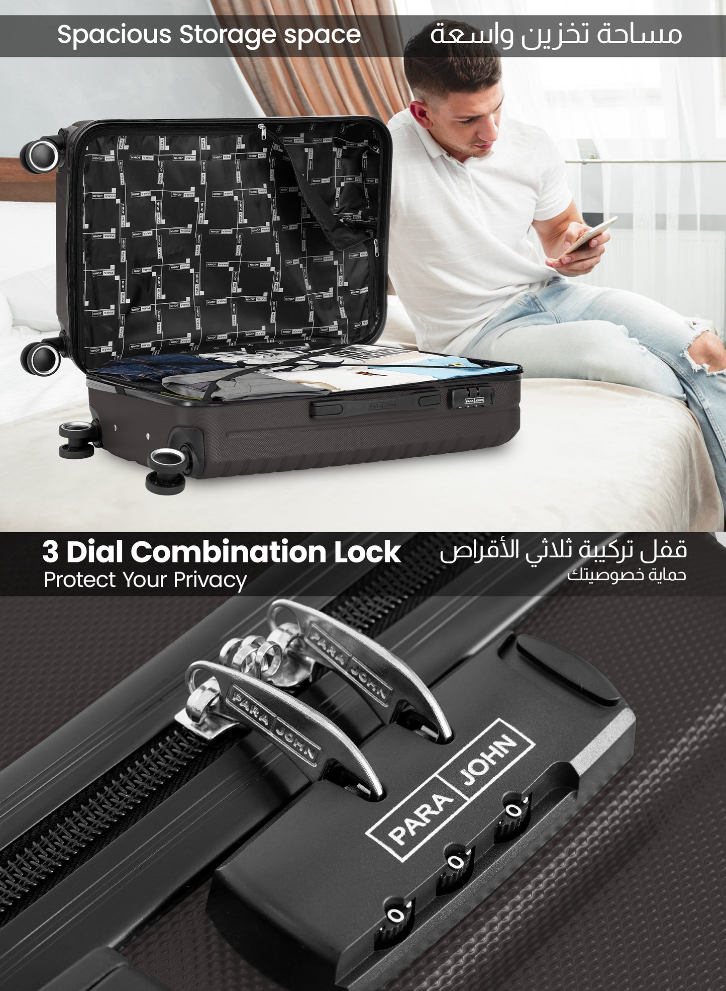 Parajohn Circles 3 Piece Lightweight ABS 20, 24 & 28 inches 8 Wheels Luggage Set + Free Backpack