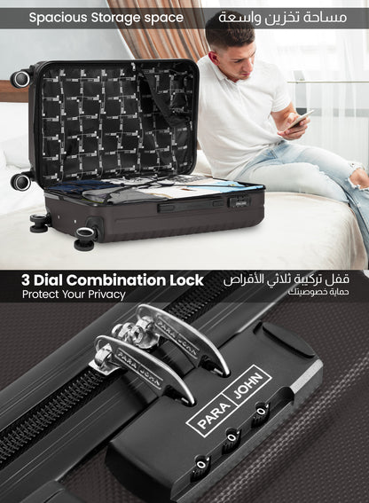 Parajohn Circles 3 Piece Lightweight ABS 20, 24 & 28 inches 8 Wheels Luggage Set + Free Backpack