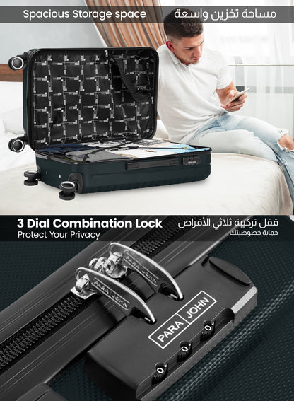 Parajohn Circles 3 Piece Lightweight ABS 20, 24 & 28 inches 8 Wheels Luggage Set + Free Backpack