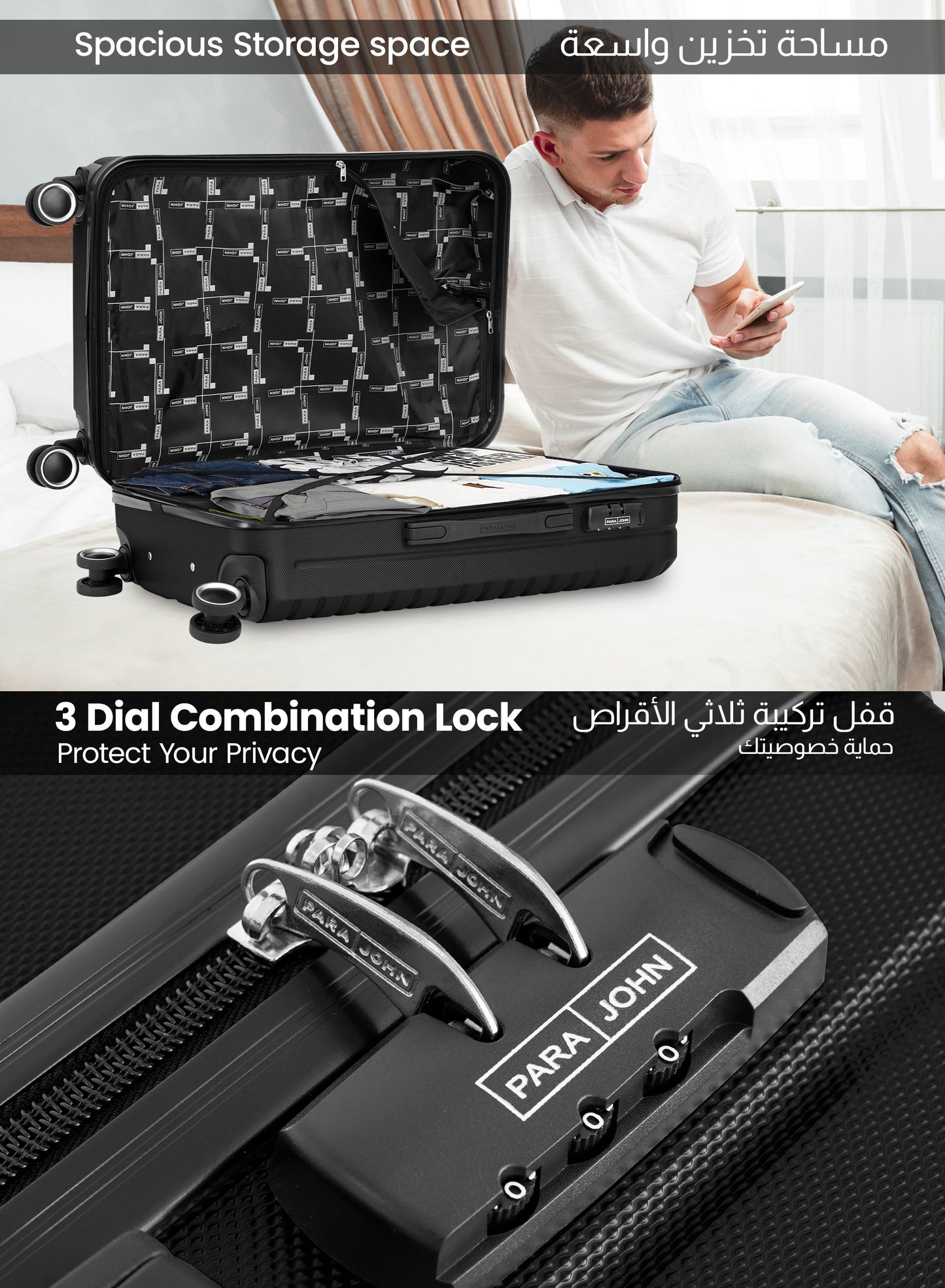 Parajohn Circles 3 Piece Lightweight ABS 20, 24 & 28 inches 8 Wheels Luggage Set + Free Backpack