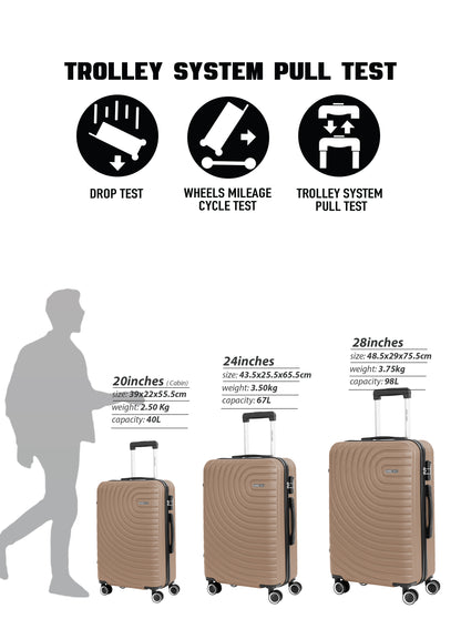 Parajohn Large 28 inches 1 Piece Durable Lightweight Carrying 30KG Material-ABS 8 Wheels Hard sided Travel Suitcase