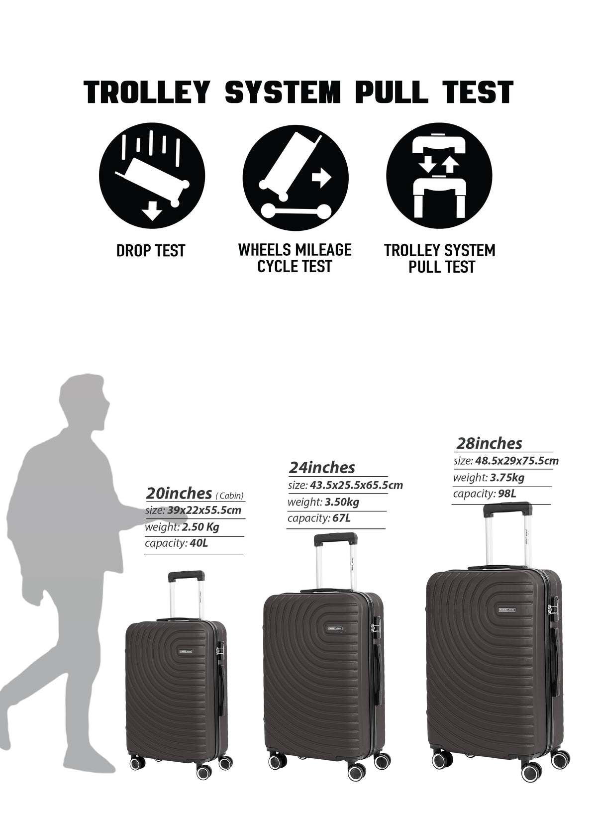 Parajohn Circles Series 24" Medium ABS Luggage | 20KG 8-Wheel Suitcase