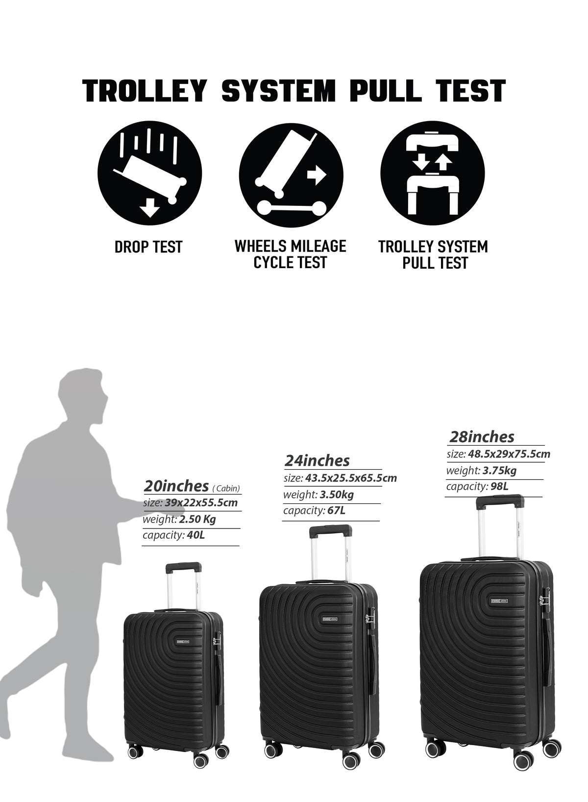 Parajohn Circles Series 1 Piece Durable Lightweight Cabin 24 inches Carrying 20KG Material-ABS 8 Wheels Hard sided Travel Suitcase  PARAJOHN UAE