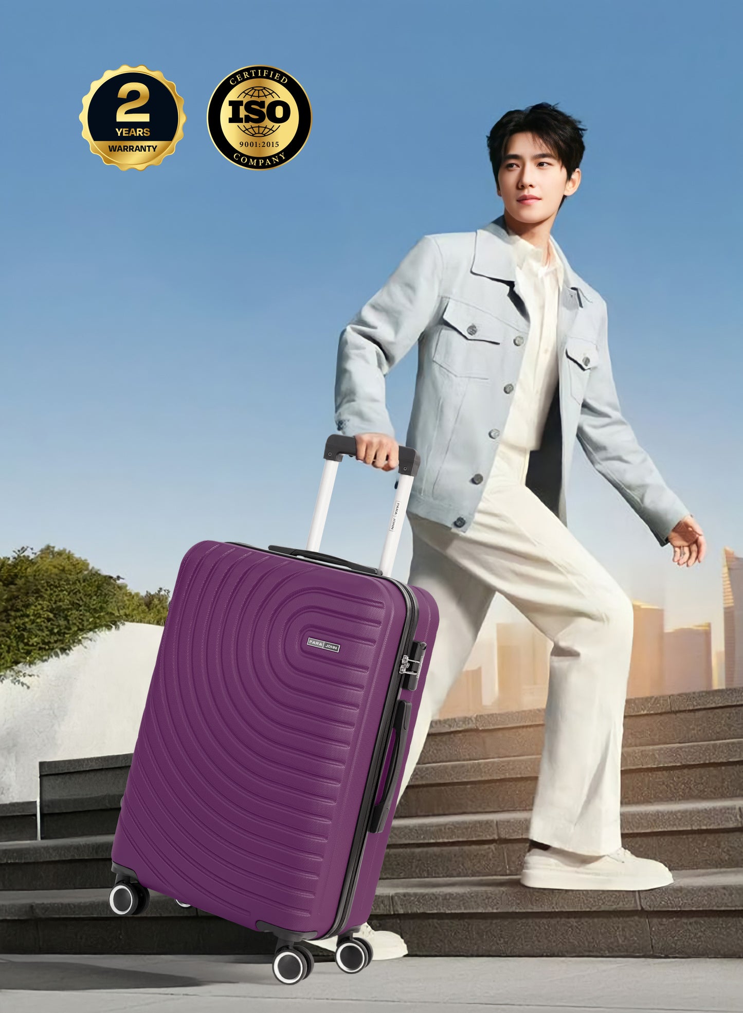 Parajohn Circles 3 Piece Lightweight ABS 20, 24 & 28 inches 8 Wheels Luggage Set + Free Backpack