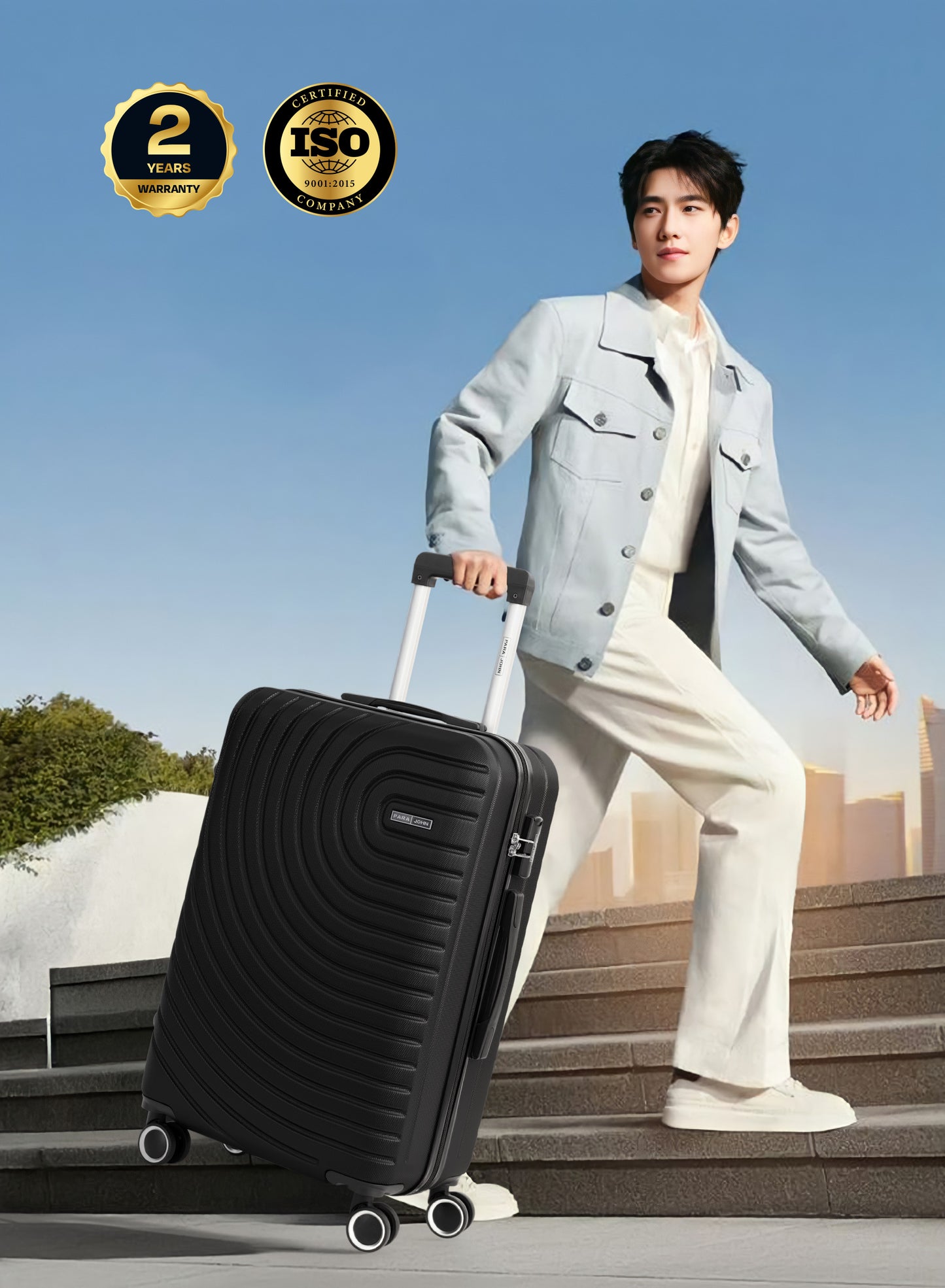 Parajohn Large 28 inches 1 Piece Durable Lightweight Carrying 30KG Material-ABS 8 Wheels Hard sided Travel Suitcase