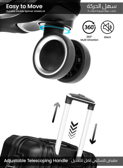 Parajohn Keno 3 Piece Lightweight ABS 20, 24 & 28 inches 8 Wheels Luggage Set + Free Backpack