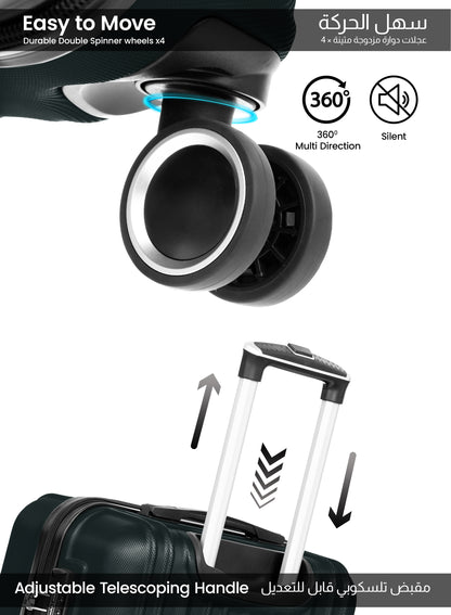 Parajohn Keno 3 Piece Lightweight ABS 20, 24 & 28 inches 8 Wheels Luggage Set + Free Backpack