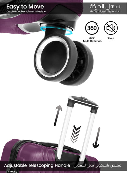 Parajohn Keno 3 Piece Lightweight ABS 20, 24 & 28 inches 8 Wheels Luggage Set + Free Backpack