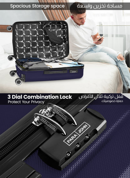 Parajohn Keno 3 Piece Lightweight ABS 20, 24 & 28 inches 8 Wheels Luggage Set + Free Backpack