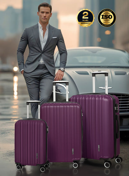 Parajohn Keno 3 Piece Lightweight ABS 20, 24 & 28 inches 8 Wheels Luggage Set + Free Backpack