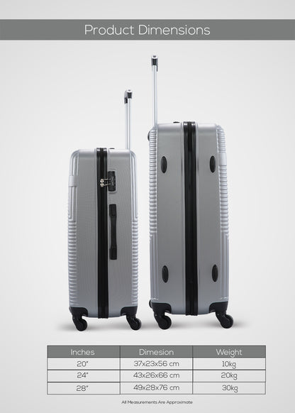 Bravo 3-Piece ABS Hardside Spinner Luggage Trolley Set