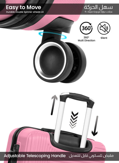 Parajohn Bravo Series 3 Piece Lightweight Luggage Set | Small 10KG, Medium 20KG & Large 30KG ABS 8 Wheels Luggage