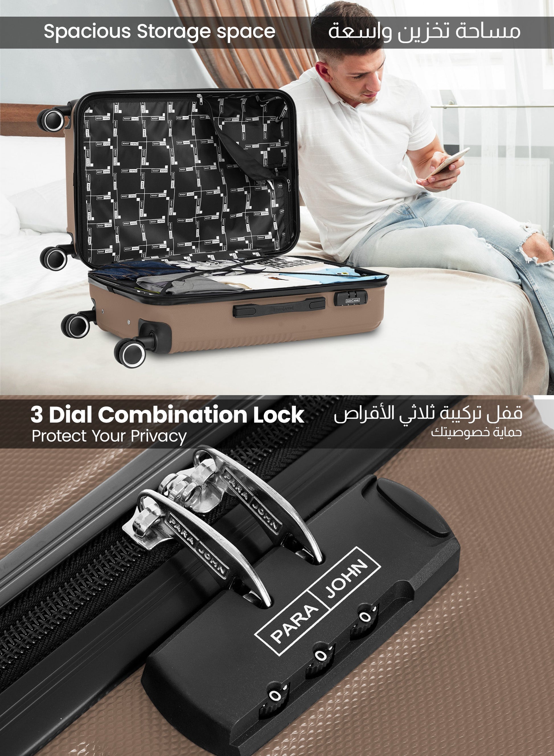 Parajohn Bravo Series 1 Piece Durable Lightweight Medium 24 inches Carrying 20KG Material-ABS 8 Wheels Hard sided Travel Suitcase  PARAJOHN UAE