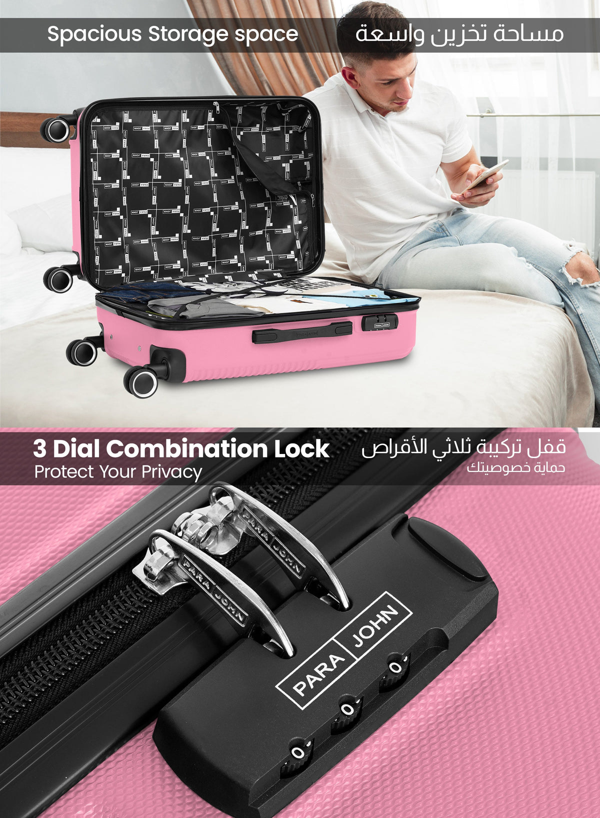 Parajohn Bravo 3-Piece Luggage Set | ABS Hardside, 8 Wheels  PARAJOHN UAE