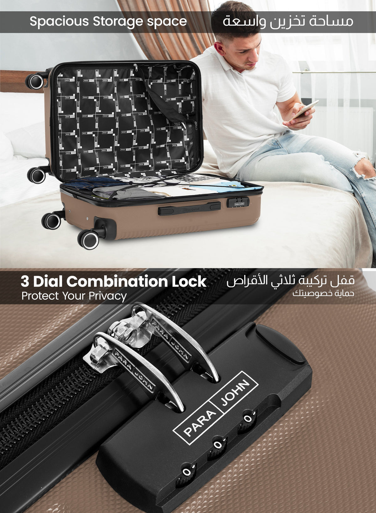 Parajohn Bravo 3-Piece Luggage Set | ABS Hardside, 8 Wheels  PARAJOHN UAE