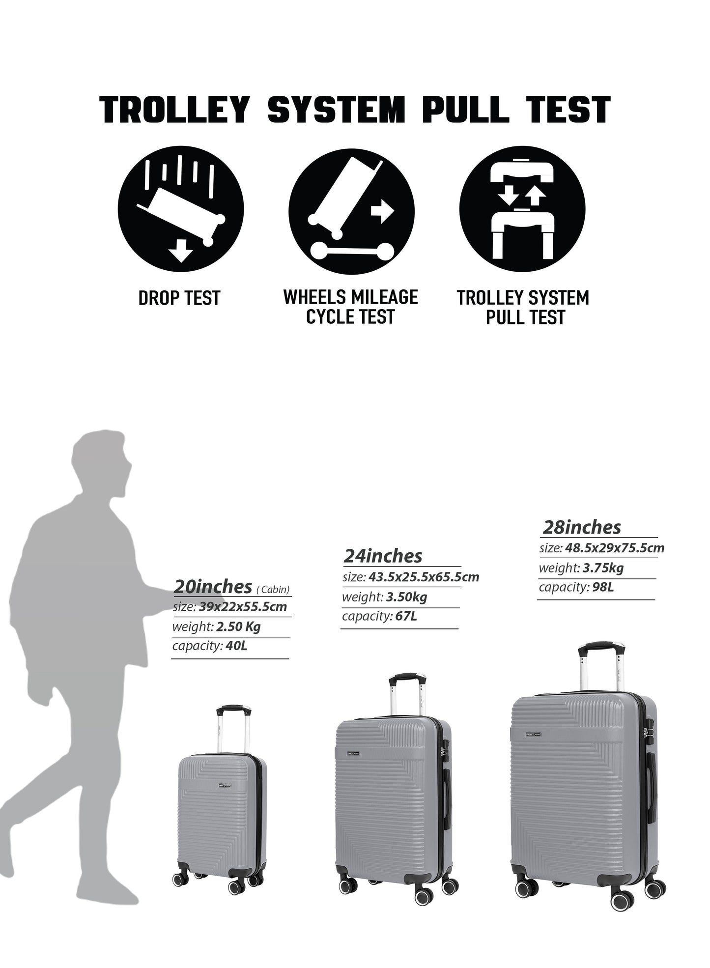 Parajohn Bravo Series 1 Piece Durable Lightweight Medium 24 inches Carrying 20KG Material-ABS 8 Wheels Hard sided Travel Suitcase  PARAJOHN UAE