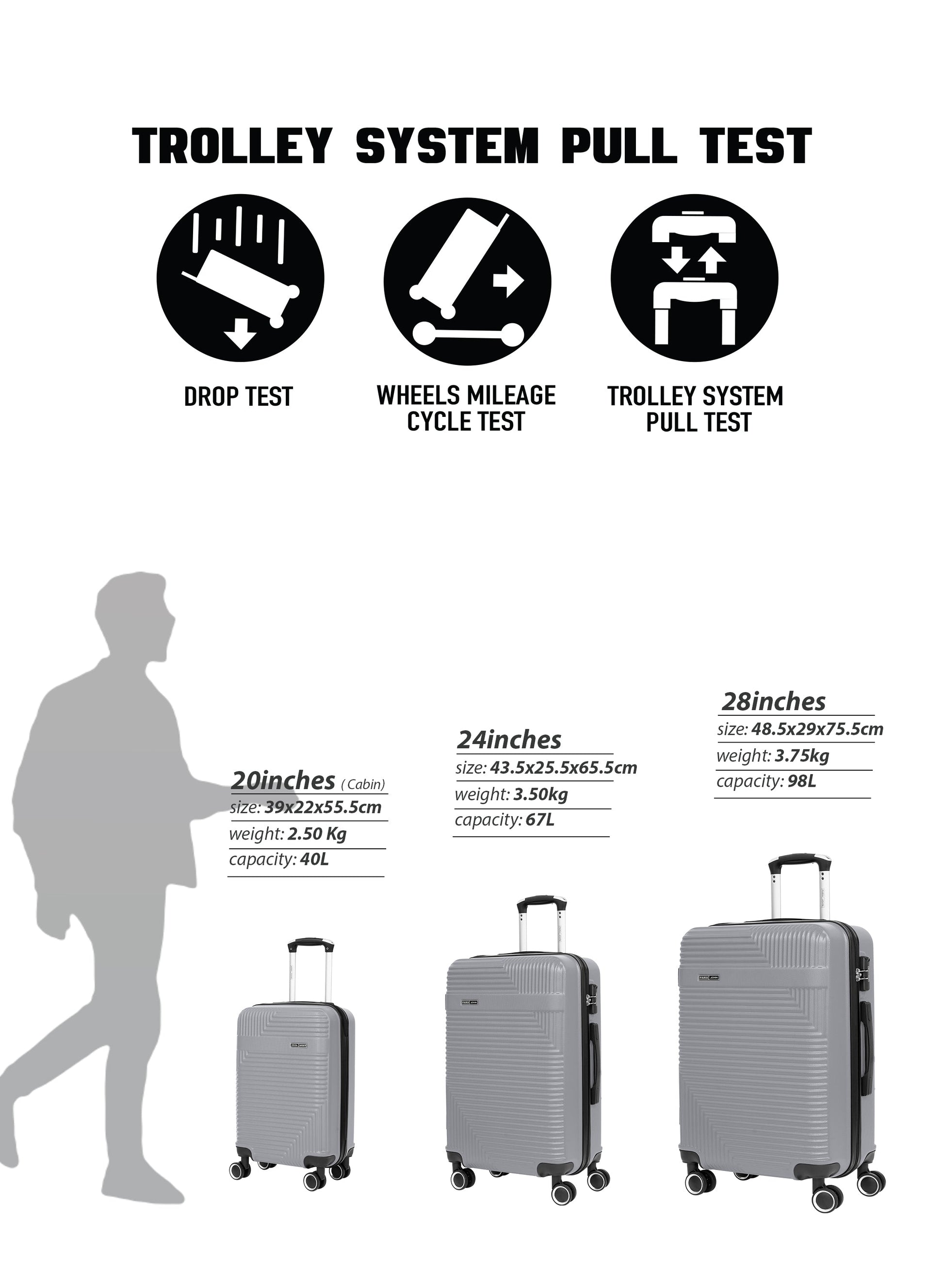 Parajohn Bravo Series 1 Piece Durable Lightweight Medium 24 inches Carrying 20KG Material-ABS 8 Wheels Hard sided Travel Suitcase  PARAJOHN UAE