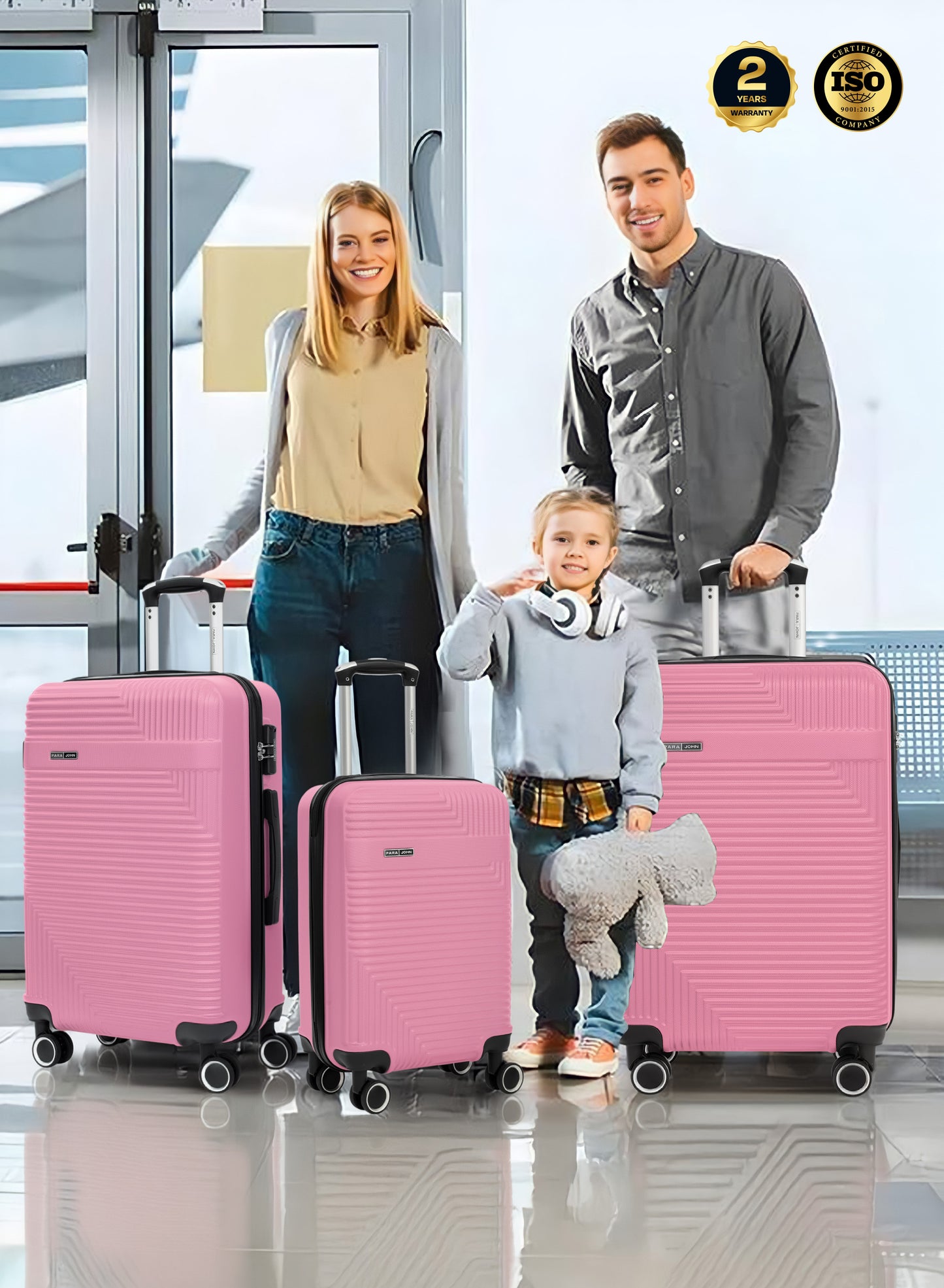 Parajohn Bravo Series 3 Piece Lightweight Luggage Set | Small 10KG, Medium 20KG & Large 30KG ABS 8 Wheels Luggage