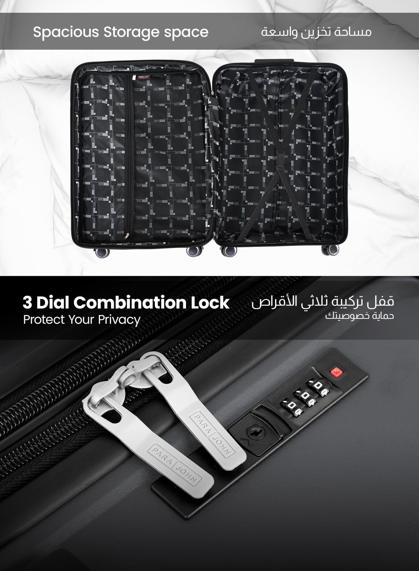 Parajohn Wyng 3 Piece Lightweight PP 20, 24 & 28 inches 8 Wheels Luggage Set + Free Backpack