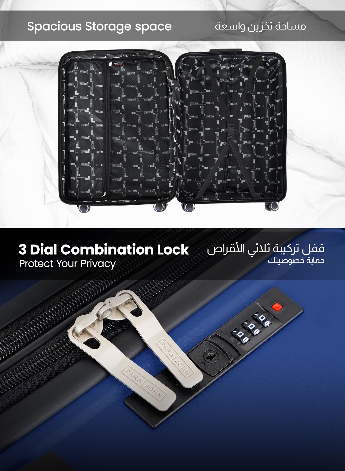 Parajohn Wyng 3 Piece Lightweight PP 20, 24 & 28 inches 8 Wheels Luggage Set + Free Backpack