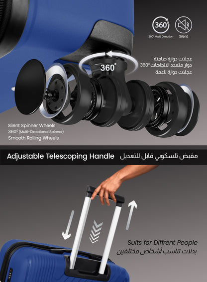 Parajohn Wyng 3 Piece Lightweight PP 20, 24 & 28 inches 8 Wheels Luggage Set + Free Backpack