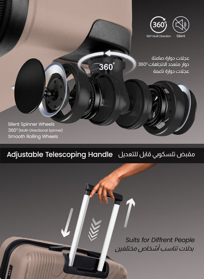 Parajohn Wyng 3 Piece Lightweight PP 20, 24 & 28 inches 8 Wheels Luggage Set + Free Backpack