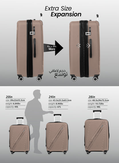Parajohn Wyng 3 Piece Lightweight PP 20, 24 & 28 inches 8 Wheels Luggage Set + Free Backpack