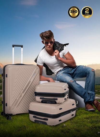 Parajohn Wyng 3 Piece Lightweight PP 20, 24 & 28 inches 8 Wheels Luggage Set + Free Backpack