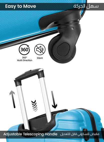 Parajohn Rigbox 3 Piece Lightweight ABS 20, 24 & 28 inches 8 Wheels Luggage Set + Free Backpack