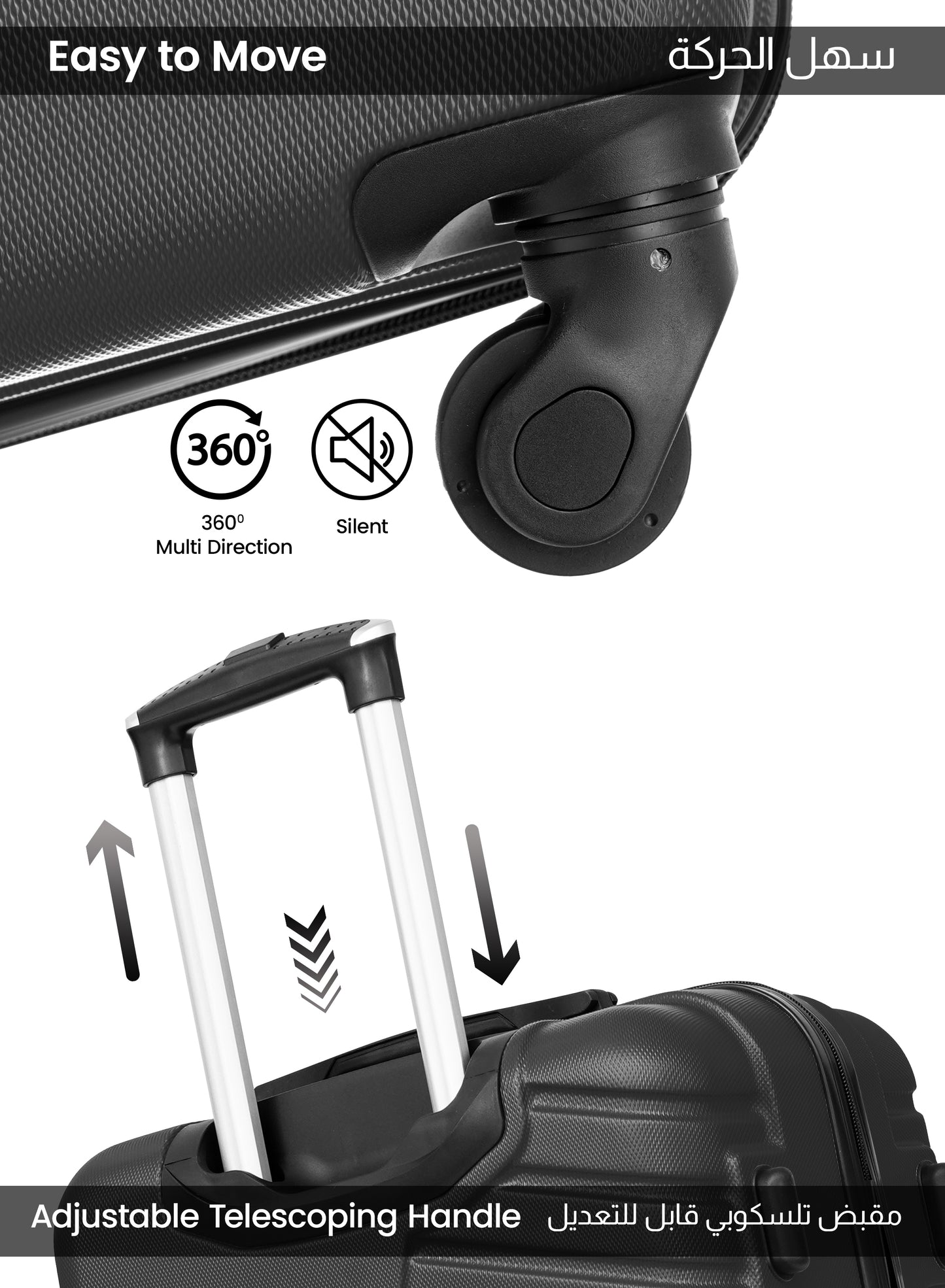 Parajohn Rigbox 3 Piece Lightweight ABS 20, 24 & 28 inches 8 Wheels Luggage Set + Free Backpack