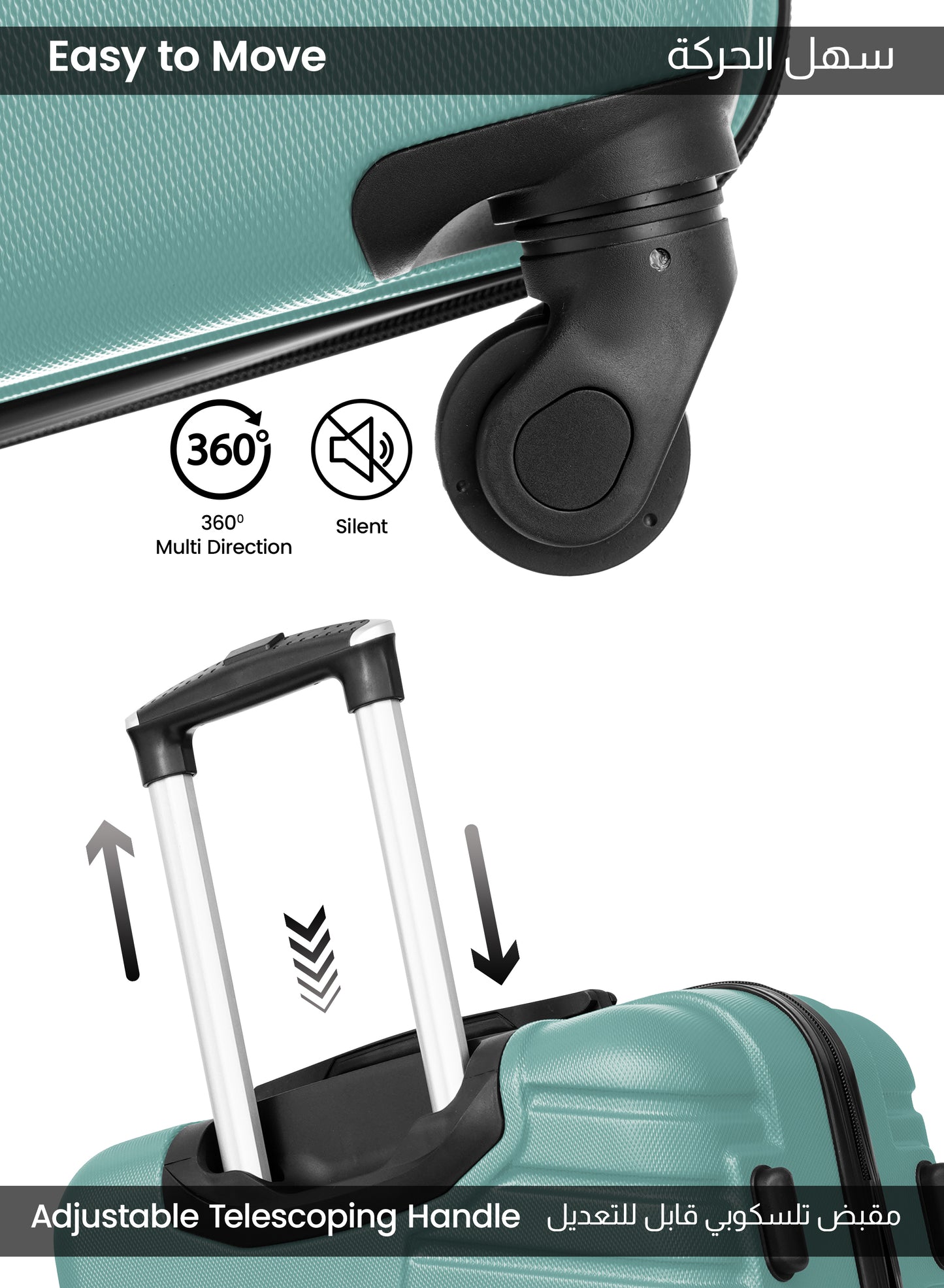 Parajohn Rigbox 3 Piece Lightweight ABS 20, 24 & 28 inches 8 Wheels Luggage Set + Free Backpack