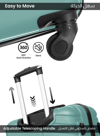 Parajohn Rigbox 3 Piece Lightweight ABS 20, 24 & 28 inches 8 Wheels Luggage Set + Free Backpack