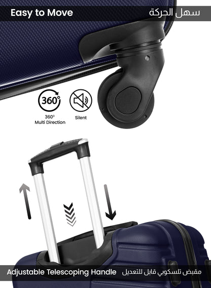 Parajohn Rigbox 3 Piece Lightweight ABS 20, 24 & 28 inches 8 Wheels Luggage Set + Free Backpack