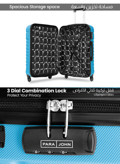 Parajohn Rigbox 3 Piece Lightweight ABS 20, 24 & 28 inches 8 Wheels Luggage Set + Free Backpack