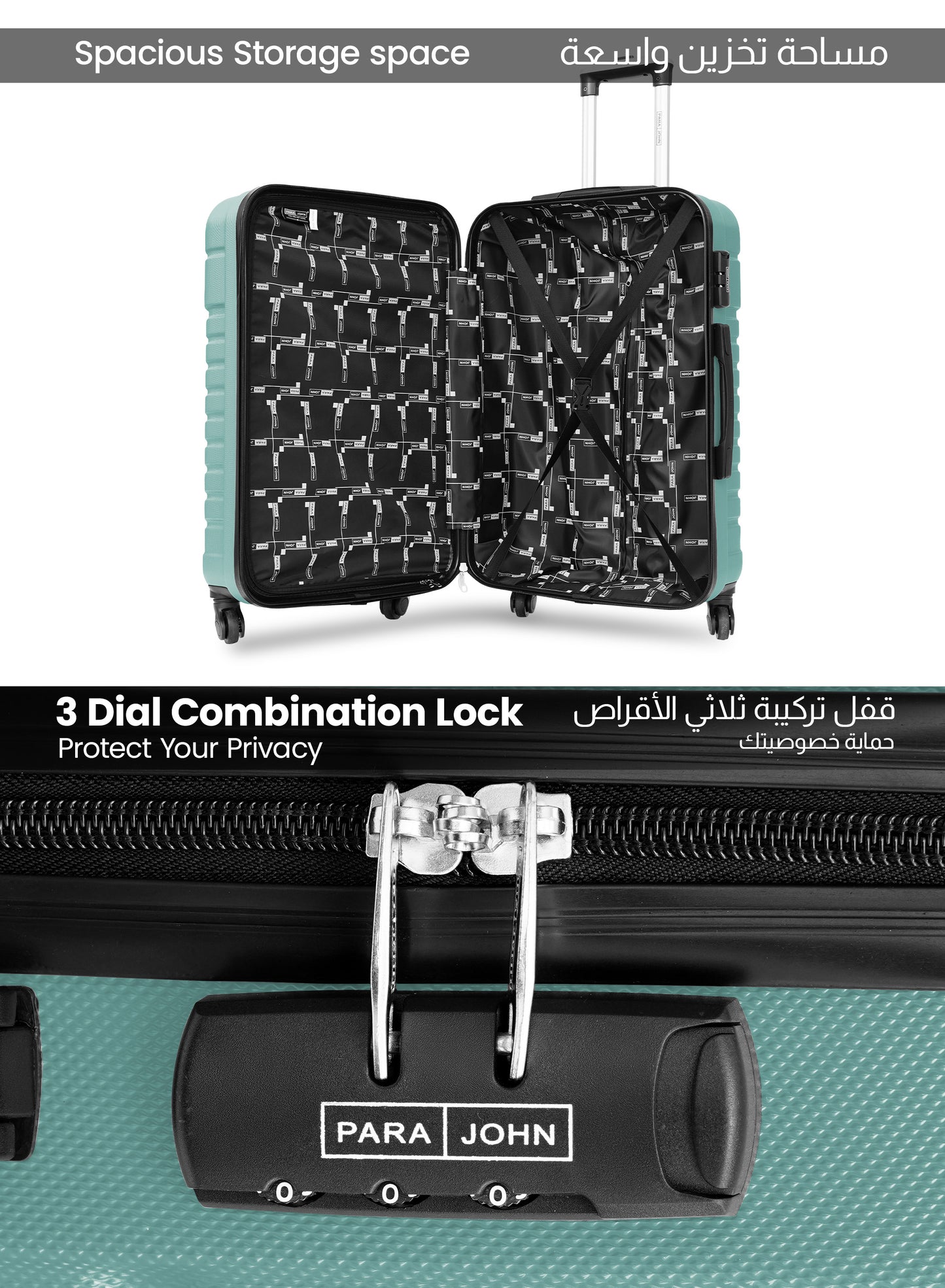 Parajohn Rigbox 3 Piece Lightweight ABS 20, 24 & 28 inches 8 Wheels Luggage Set + Free Backpack