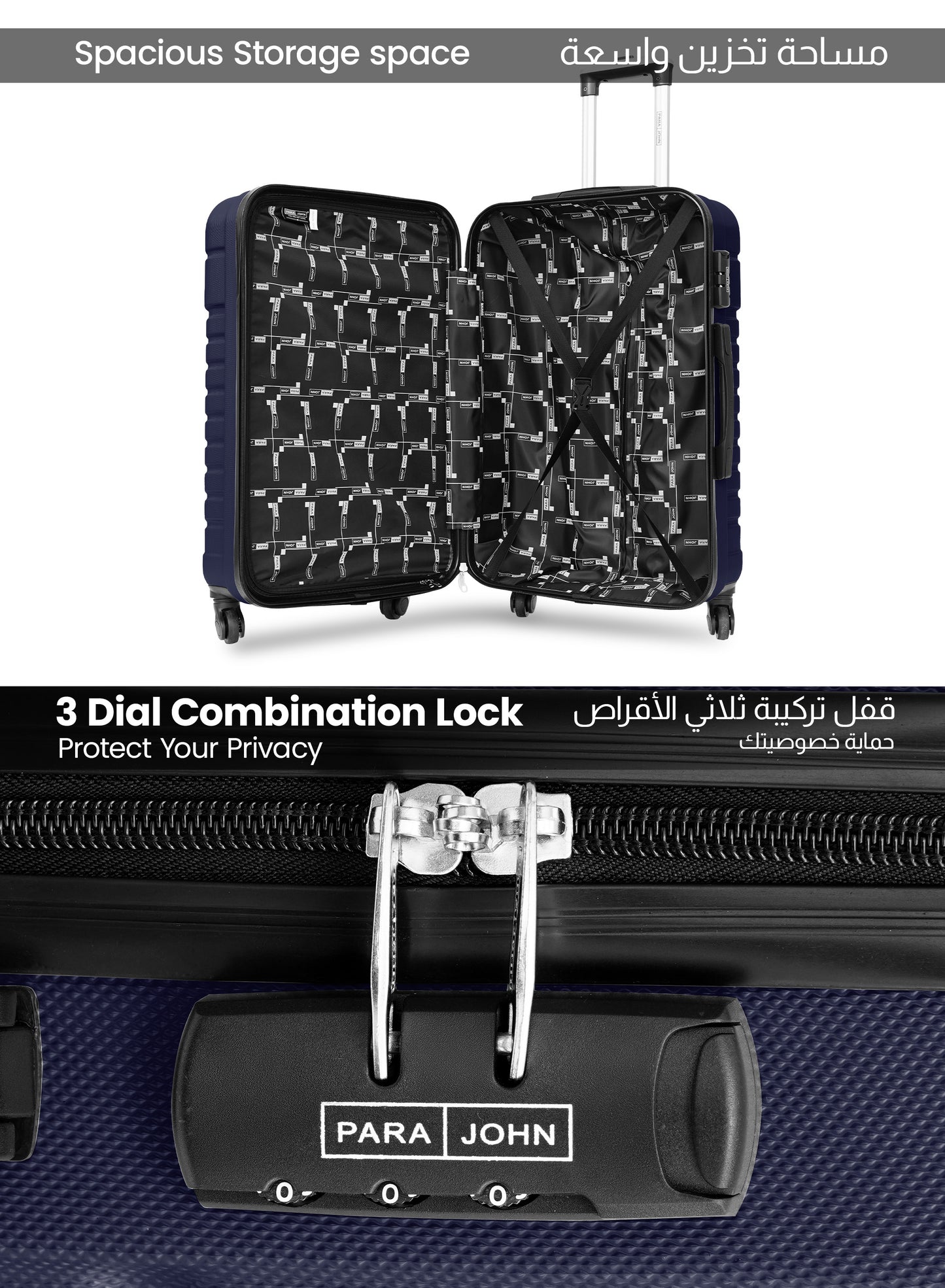 Parajohn Rigbox 3 Piece Lightweight ABS 20, 24 & 28 inches 8 Wheels Luggage Set + Free Backpack
