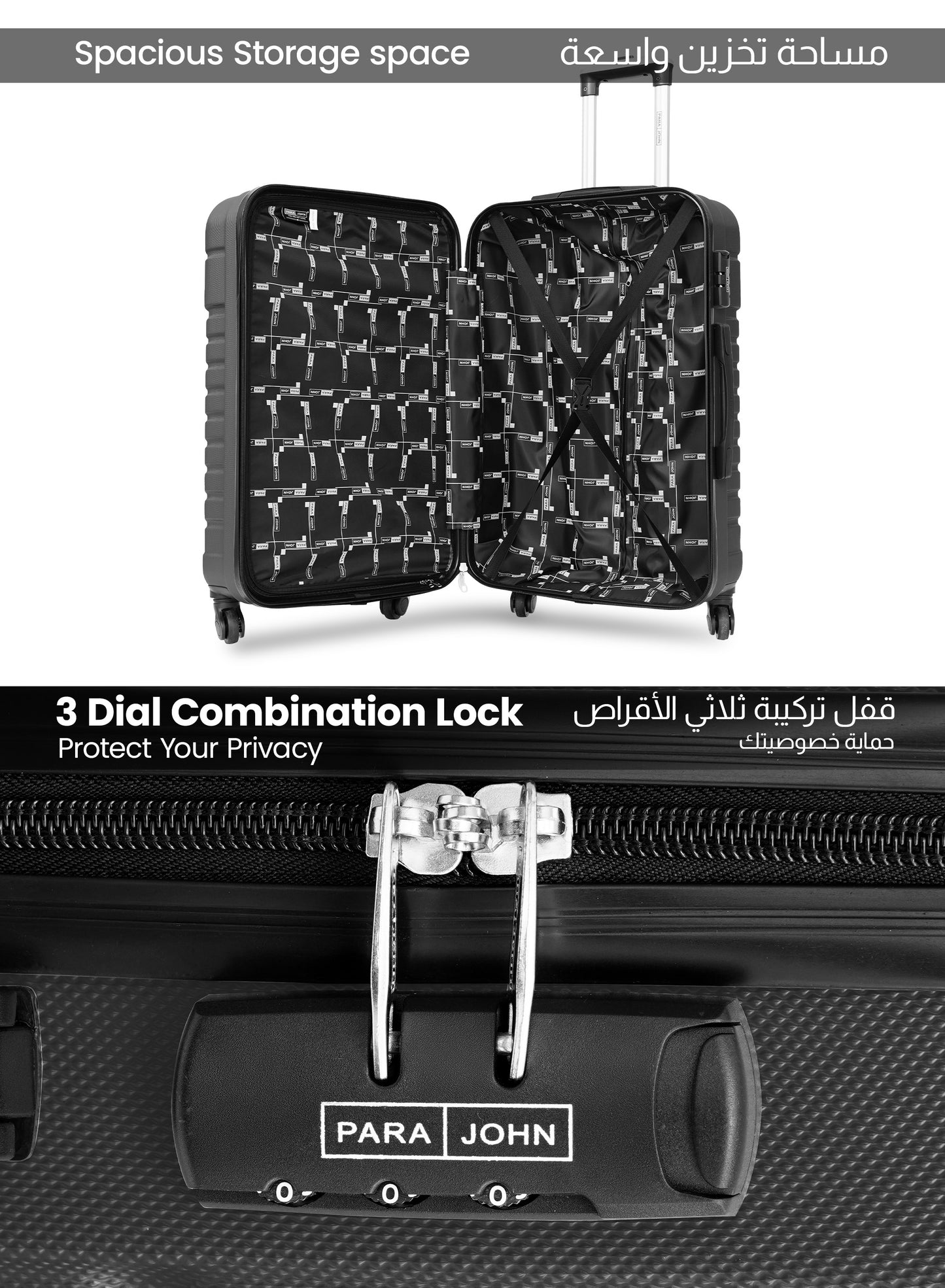 Parajohn Rigbox 3 Piece Lightweight ABS 20, 24 & 28 inches 8 Wheels Luggage Set + Free Backpack