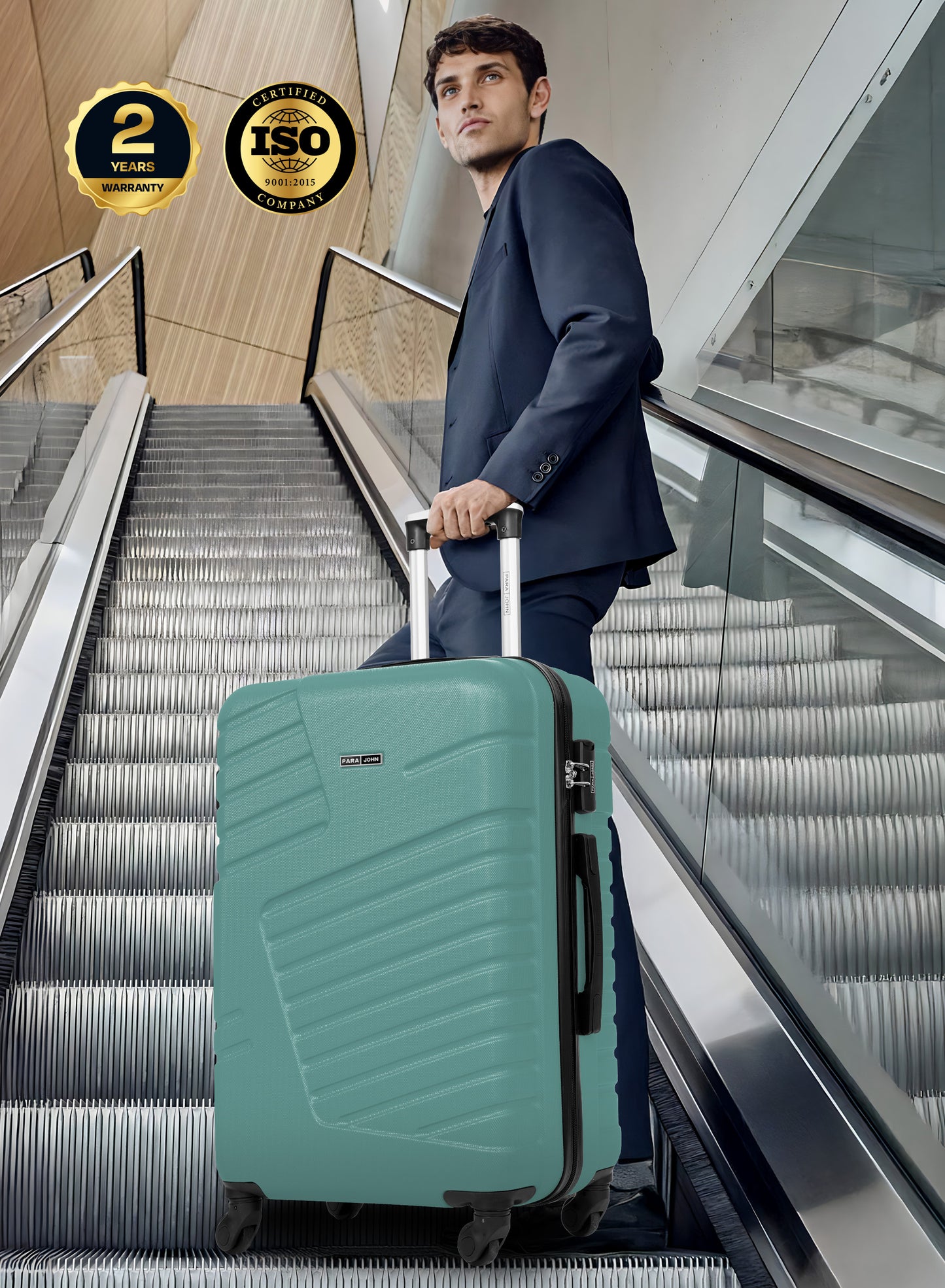 Parajohn Rigbox 3 Piece Lightweight ABS 20, 24 & 28 inches 8 Wheels Luggage Set + Free Backpack